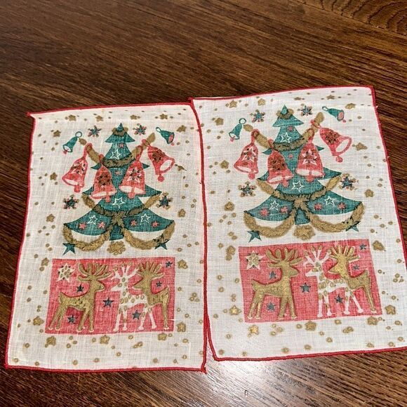 Vtg Mid Century Lewis Garland Christmas/Holiday themed cocktail napkins in folio - Picture 8 of 13